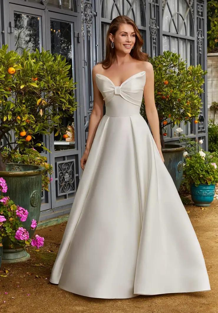 Model wearing Morilee wedding dress