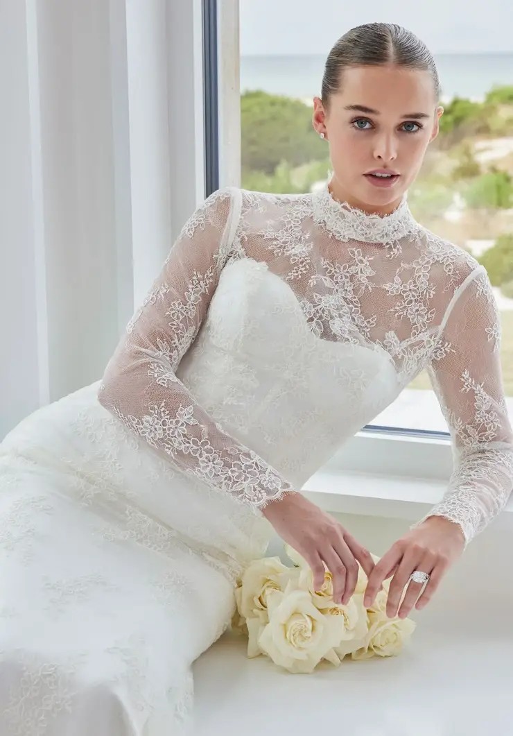 Model wearing Morilee wedding dress