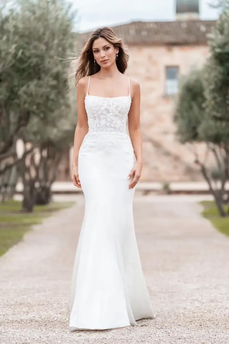 Model wearing wedding dress