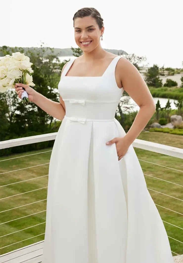 Model wearing Morilee wedding dress