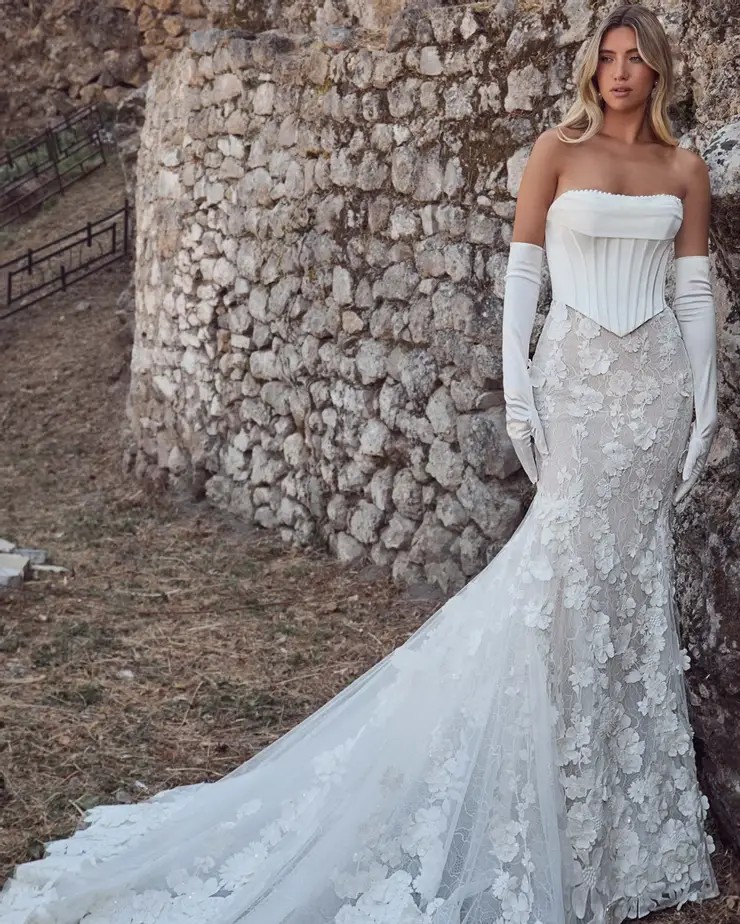 Model wearing wedding dress