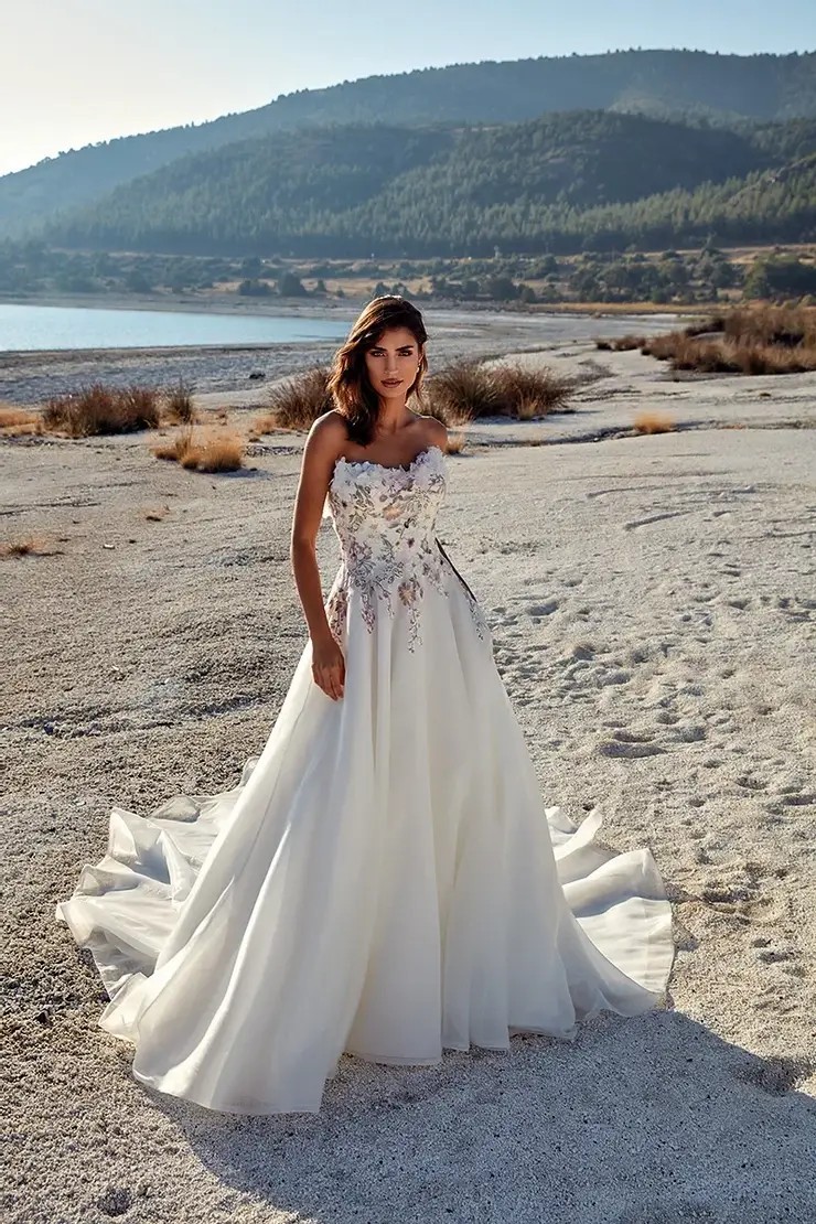 model wearing wedding dress