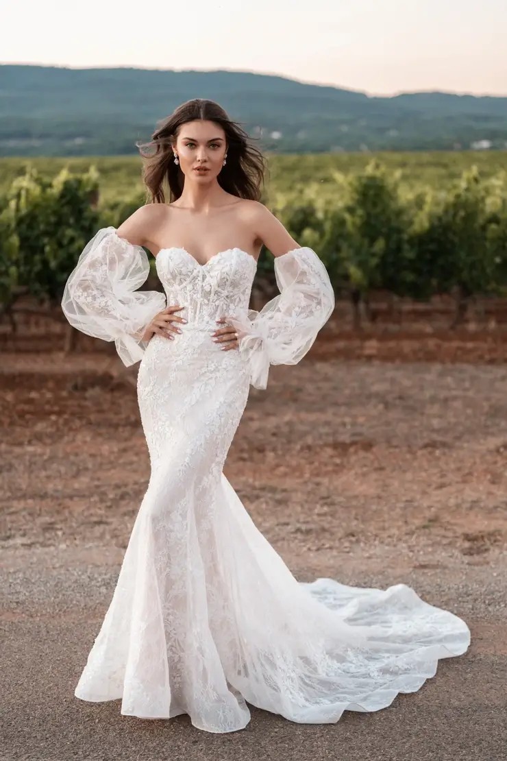 Model wearing bridal dress